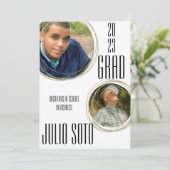 Moderne Abschluss Gold Foto Weiße Ankündigung (Stehend Vorderseite)