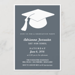 Moderne Abschluss Hat Blue Graduation Party Einladung