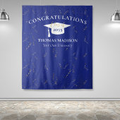 Moderne Abschluss Imitate Confetti Blau/Weiß Wandteppich