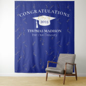 Moderne Abschluss Imitate Confetti Blau/Weiß Wandteppich (Beispiel)