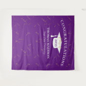 Moderne Abschluss Imitate Gold Confetti Lila/weiß Wandteppich (Vorderseite (Horizontal))