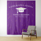 Moderne Abschluss Imitate Gold Confetti Lila/weiß Wandteppich (Beispiel)