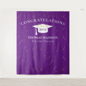 Moderne Abschluss Imitate Gold Confetti Lila/weiß Wandteppich (Vorderseite)