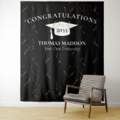 Moderne Abschluss Imitate Gold Confetti Schwarz/We Wandteppich (Beispiel)