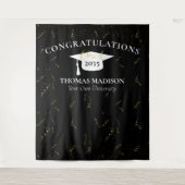 Moderne Abschluss Imitate Gold Confetti Schwarz/We Wandteppich (Vorderseite)