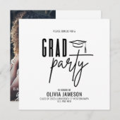 Moderne Abschluss-Kalligrafie | FOTO PARTY Einladung (Vorne/Hinten)