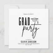 Moderne Abschluss-Kalligrafie | FOTO PARTY Einladung (Vorderseite)