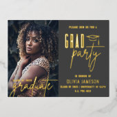 Moderne Abschluss-Kalligrafie | FOTO PARTY Folie Einladungspostkarte (Vorderseite)