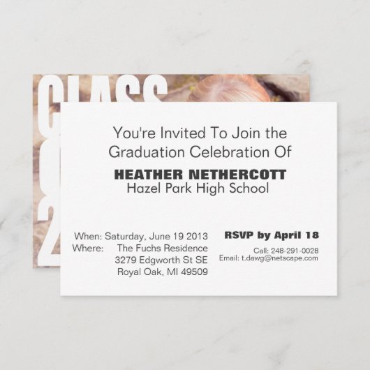 Moderne Abschluss-Karten-Klasse von 2013 Einladung (Vorne/Hinten)