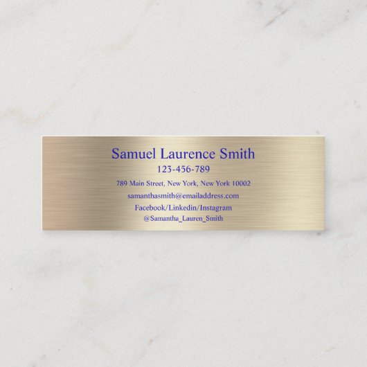 Moderne Abschluss-Klasse "Blue Gold einfügen"  Mini Visitenkarte (Rückseite)