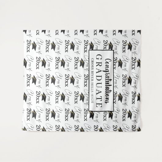 Moderne Abschluss-Klasse Schwarz-Weiß-Muster Wandteppich (Vorderseite (Horizontal))