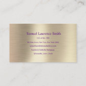 Moderne Abschluss-Klasse Student Lila Gold Visitenkarte (Rückseite)