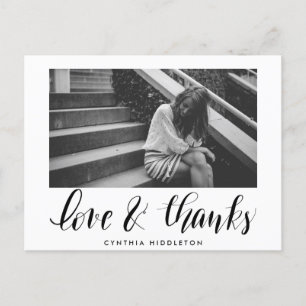 Moderne Abschluss Liebe und dank Typografie Foto Postkarte