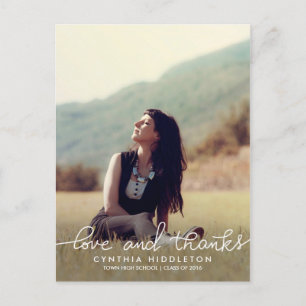 Moderne Abschluss Liebe und dank Typografie Foto Postkarte