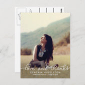 Moderne Abschluss Liebe und dank Typografie Foto Postkarte (Vorne/Hinten)