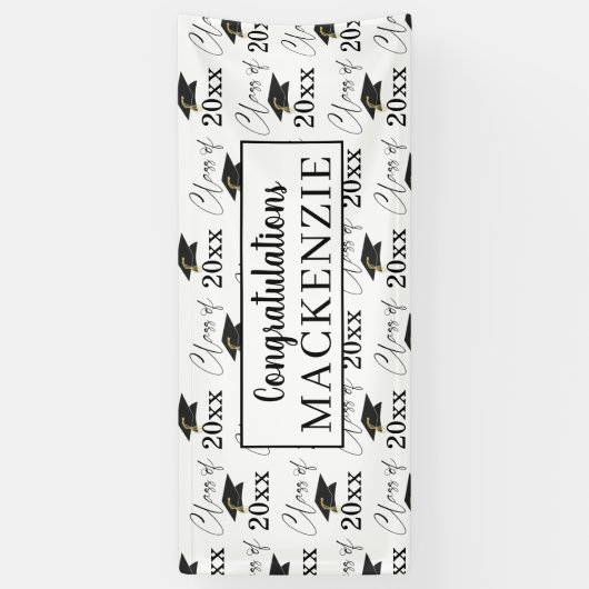 Moderne Abschluss-Musterklasse Schwarz-weiß Banner (Vertikal)