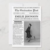 Moderne Abschluss Newspaper High School Einladung (Vorderseite)