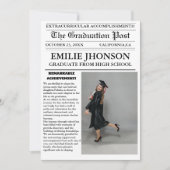 Moderne Abschluss Newspaper High School Einladung (Vorderseite)
