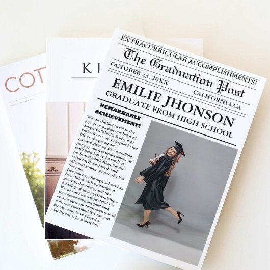 Moderne Abschluss Newspaper High School Einladung