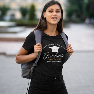 Moderne Abschluss-Persönliche Damen-Schwarz T-Shirt