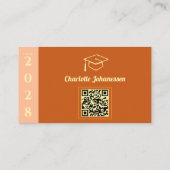 Moderne Abschluss-QR-Code-Namecard in Orange Telefonnummerkarte (Rückseite)