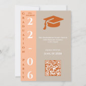 Moderne Abschluss-QR-Code Taupe Pfirsich Einladung (Rückseite)