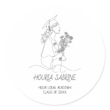 Moderne Abschluss Schwarz-weiß-Line-Art-Absolventi