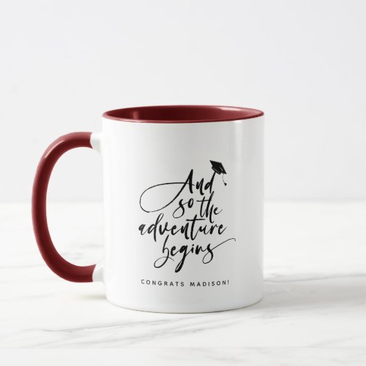 Moderne Abschluss Script Glückwunsch Trendy Quote Tasse (Links)