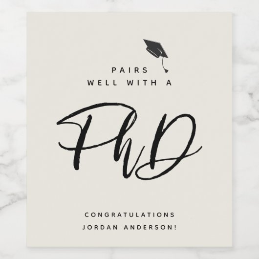 Moderne Abschluss Script Herzlichen Glückwunsch PH Weinetikett (Einzelnes Label)