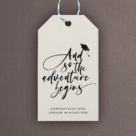 Moderne Abschluss Script Kalligraphie Glückwunsch Geschenkanhänger