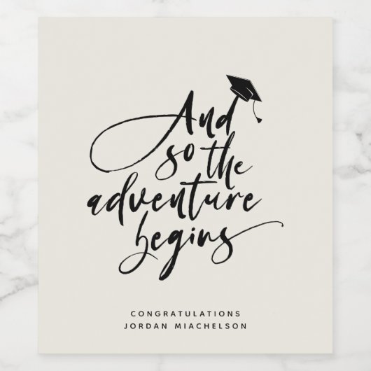 Moderne Abschluss Script Kalligraphie Glückwunsch  Weinetikett (Einzelnes Label)