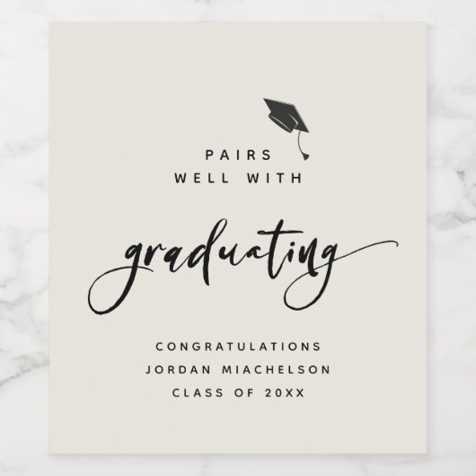 Moderne Abschluss Script Kalligraphie Glückwunsch  Weinetikett (Einzelnes Label)