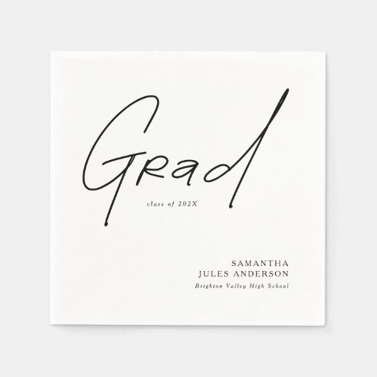 Moderne Abschluss-Script-Typografie Abschlussfeier Serviette (Vorderseite)