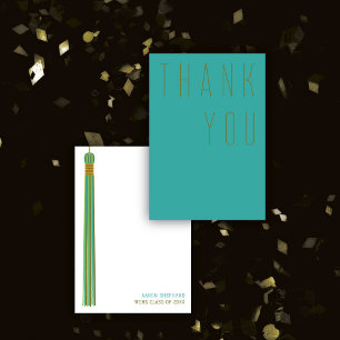 Moderne Abschluss-Typografie in Teal und Oliv Dankeskarte