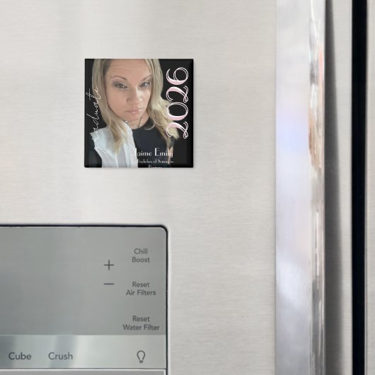 Moderne Abschlussfeier 2026 Hellrosa Foto-Serviett Magnet (In Situ (Kühlschrank))