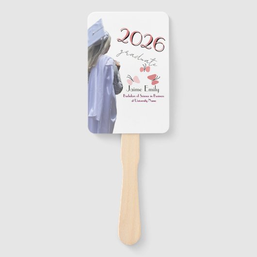 Moderne Abschlussfeier 2026 Rosa Foto Fächer (Vorderseite)