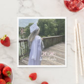 Moderne Abschlussfeier 2026 Rosa Schleife Foto Serviette (Beispiel)