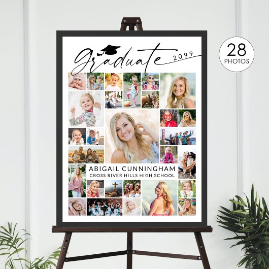 Moderne Abschlussfeier 28 Foto Collage Party Anzei Poster