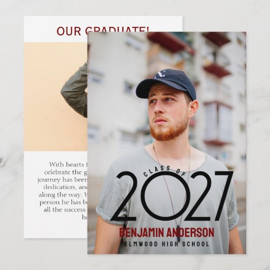 moderne Abschlussfeier Absolvent 2027 Ankündigung (Vorne/Hinten)