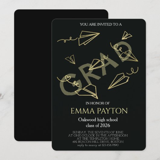 Moderne Abschlussfeier Einladung (Vorne/Hinten)