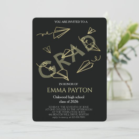 Moderne Abschlussfeier Einladung (Stehend Vorderseite)