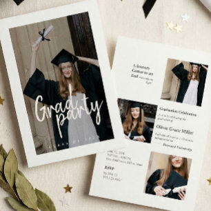 Moderne Abschlussfeier-Fotocollage Abitur/Abschlus Einladung