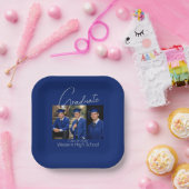 Moderne Abschlussfeier-Fotodisplay Pappteller (Party)