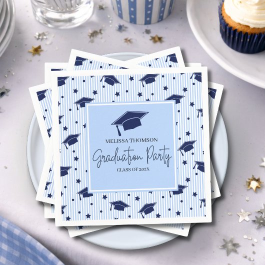 Moderne Abschlussfeier im Navy-Blau-Stil Serviette