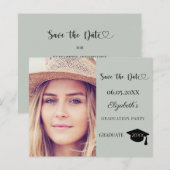 Moderne Abschlussfeier Sage Save-the-Date-Karte (Vorne/Hinten)