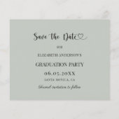Moderne Abschlussfeier Sage Save-the-Date-Karte (Rückseite)