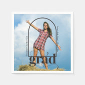 Moderne Abschlussfeier Schwarz Typografie Foto  Serviette (Vorderseite)