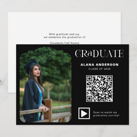 Moderne Abschlussfoto-QR-Code Minimales Arch-Video Ankündigung (Vorne/Hinten)