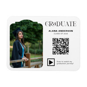 Moderne Abschlussfoto-QR-Code Minimales Arch-Video Magnet