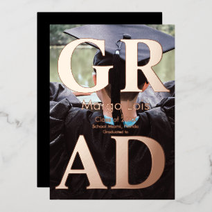 Moderne Abschlussfotos Gold Bold geprägt  Folieneinladung